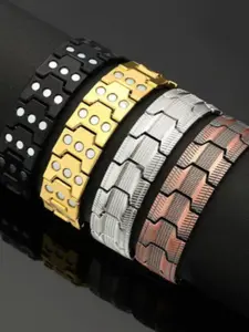 Cross border hot selling antique red copper bracelet with intricately carved lines, vintage fashion, three rows of fully magnetized couple accessories wholesale Metal Bracelet