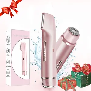 Bikini Trimmer for Women, Electric Shaver and Razor Rechargeable 2-in-1 Body and Facial Epilator, Dual Heads for Painless Trimming of Pubic Hair, Face, Underarms and Legs, IPX7 Waterproof. Christmas Gift New Year Gift Shaving Grooming