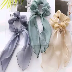 Scarf Hair Tie, Solid Color Lightweight Scrunchie 7 Pack 7 Colors