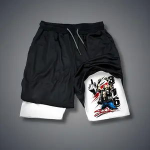 WWE Stone Cold Steve Austin Double-Layer Sports Shorts Graphic Shorts Black Shorts Camo Shorts Streetwear Shorts Men Outfits Men Short Shorts Vacation Outfits Shorts