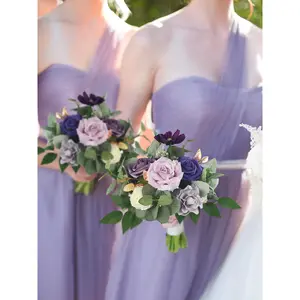 Rinlong 8.6 inch wide Purple Bridesmaid Bouquet