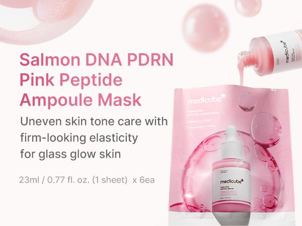 [NEW] [medicube] PDRN Pink Peptide Ampoule Mask 6EA | Signature Salmon PDRN Serum Infused Second-skin Fit Sheet | Uneven Skin Tone Care for Glow & Hydration | K-beauty, Korean Skincare, (23ml x 6ea)