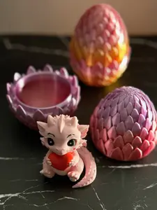 Adorable Pink Dragon with Heart - Cute Collectible Figurine for Kids and Adults and optional Silky Dragon Egg High-Quality 3D Collectibles