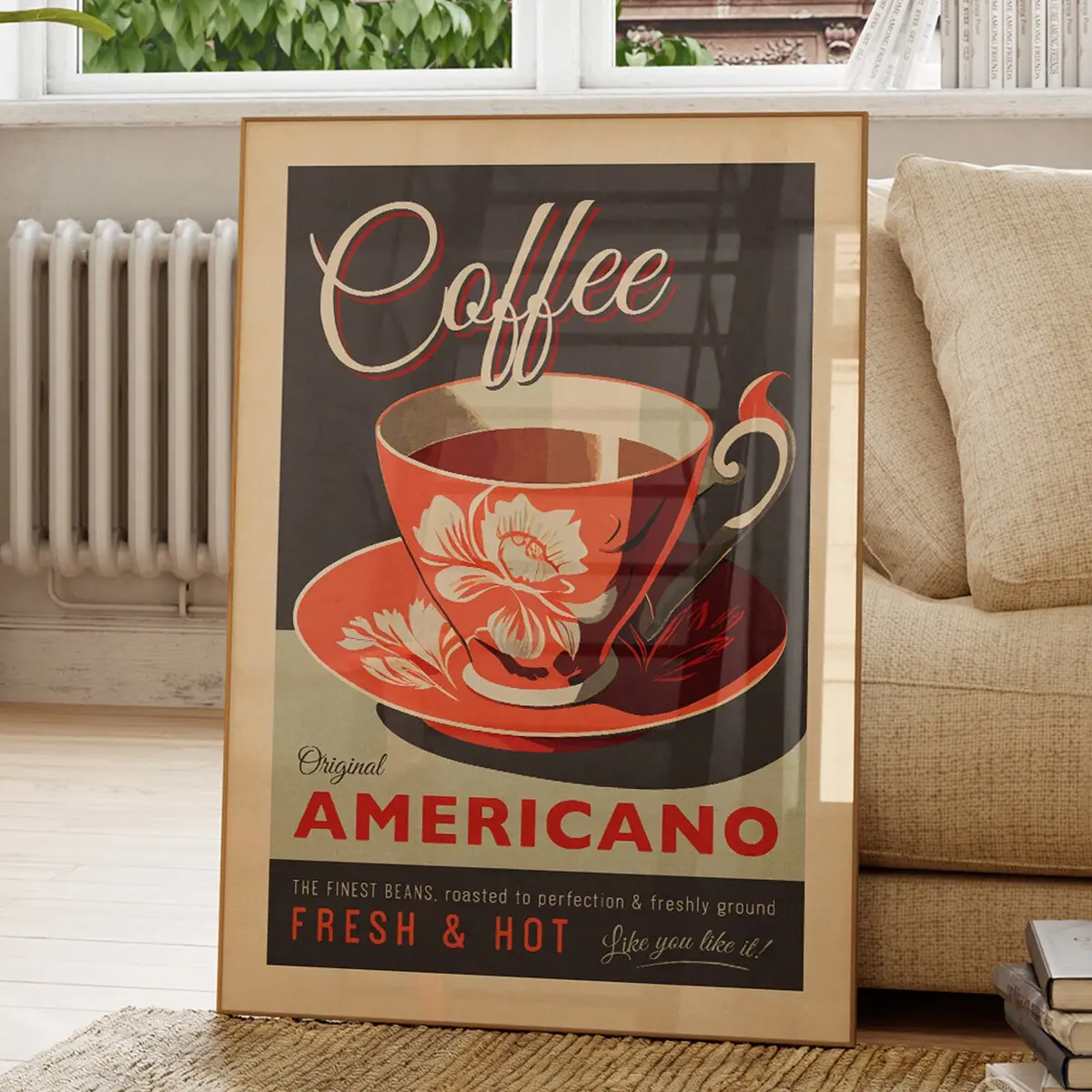 Americano Coffee Poster Vintage Decor Kitchen Wall Art Vintage Kitchen Print Retro Kitchen Wall Art Kitchen Print Retro Poster Coffee Print