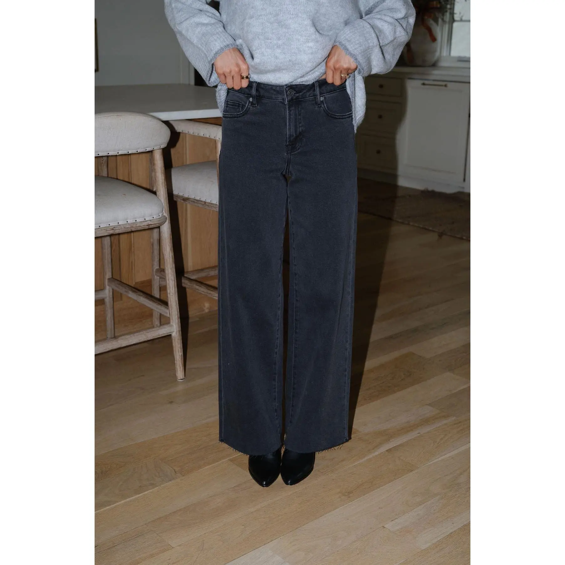 Blair Wide Leg Charcoal Jeans