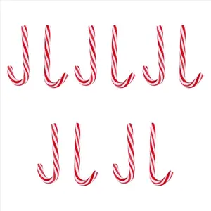 10PCS Christmas Red Cane Soft Pottery Jewelry Accessories New Year Candy Cane Home Decoration