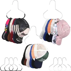 6 Pack Hat Hangers for Closets, Premium Metal Cap Organizer Rack, Space Saving Design Fits Up to 50 Hats, Ideal for Organizing Accessories