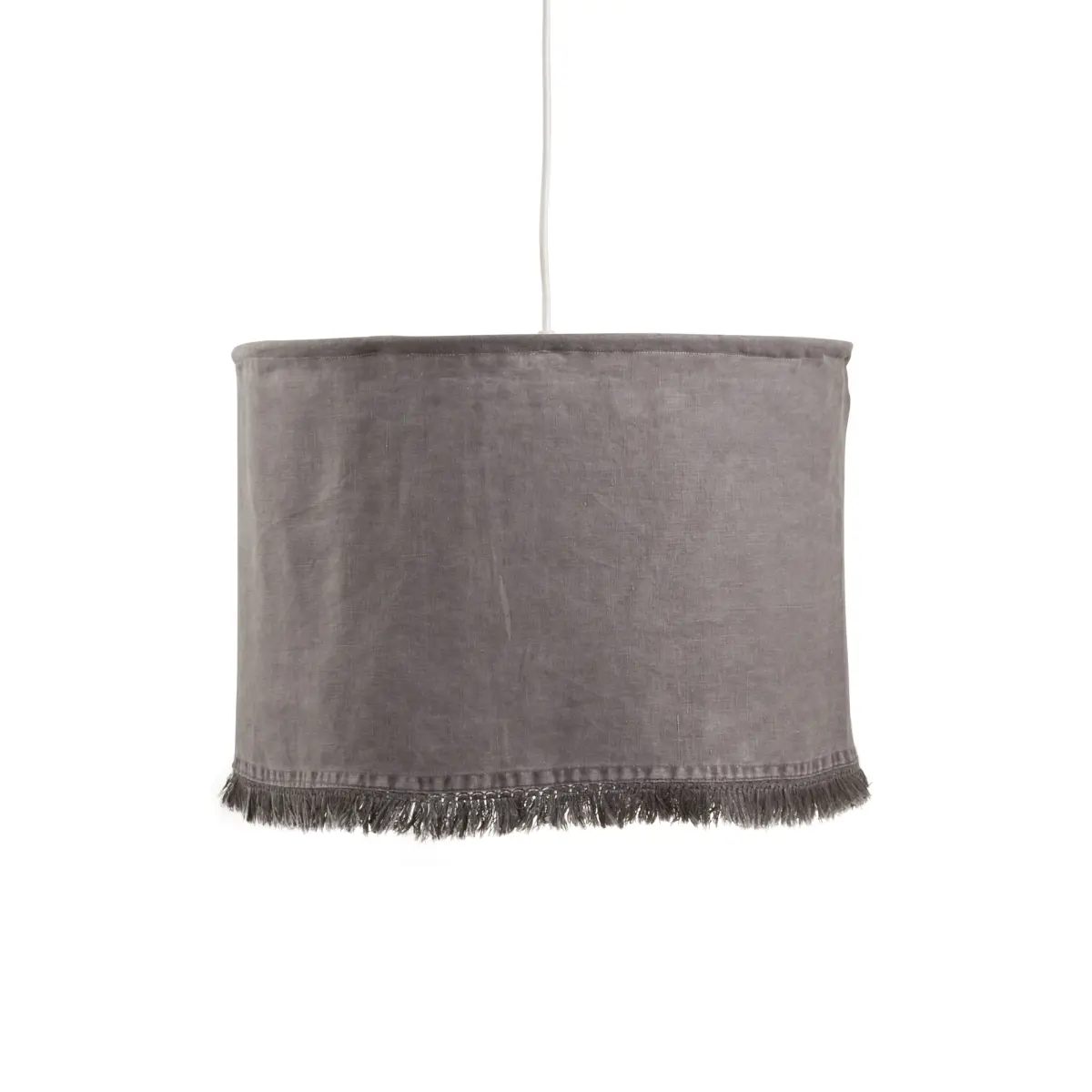 SARO LS1688.ST1218 Slate Lamp Shade, 12x18 in. Stonewashed Fringe Design, 100% Linen, Attractive Designs, Spot Clean Care Instructions