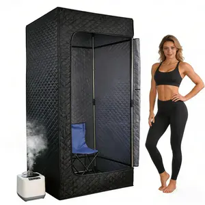 Full Body Portable Sauna Box for Home, Sauna Tent with 3L Steamer Foldable Chair Remote Control 9 Levels for Women Men, Compact Home Tent for Gym Yoga Pilates, 2.9'X2.9'X5.9'