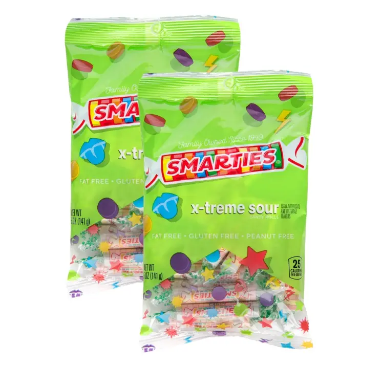 Smarties X-treme Sour Candies, Gluten-Free, Peanut-Free, Dairy-Free Extra, Perfect for Parties, Candy Mixes & Halloween, Made by US Company Since 1949, 5 oz Bag, 2-Pack