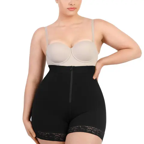 Shapellx  Lace Steel Boned Shorts Butt Enhancer zipper Bodysuit Underwear