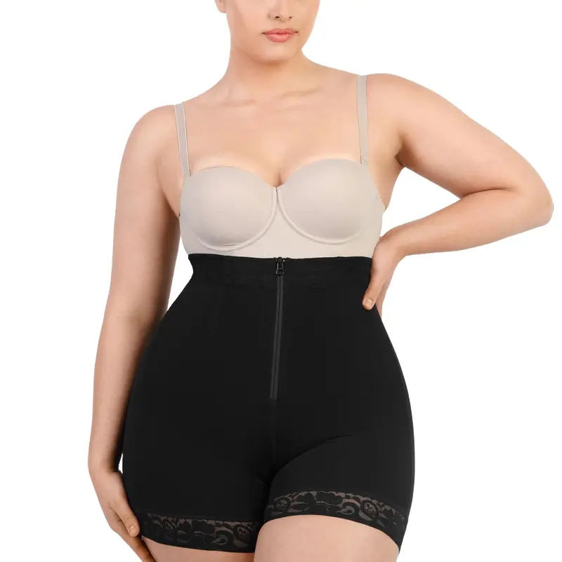 Shapellx  Lace Steel Boned Shorts Butt Enhancer zipper Bodysuit Underwear