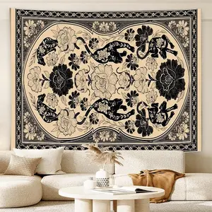 Bohemian Panther Pattern Tapestry, Floral Pattern Wall Hanging Tapestry, Wall Art Decor for Home Living Room Bedroom Dorm, Flower, Boho Floral Design, Wall Tapestries