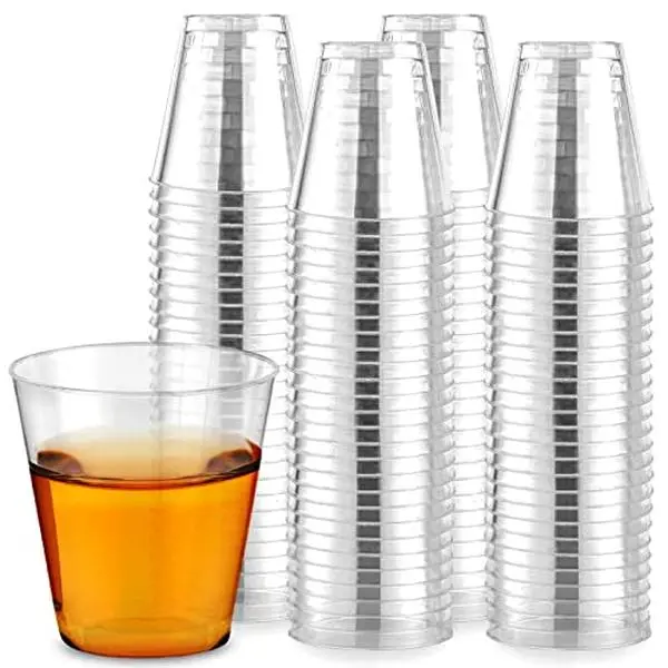 Stock Your Home 2 oz Shot Glasses - 500 Mini Plastic Shot Glasses (2oz) Clear Disposable Cups for Jello Shots, Wine Tasting, Liquor, Whiskey, Pudding, Sample Cup for Halloween and Elegant Parties