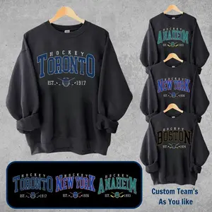 All Team Hockey Black Sweatshirt – Vintage Hockey Shirt, Custom Fan Pullover, Cool Sport Gifts for Men and Women - AG