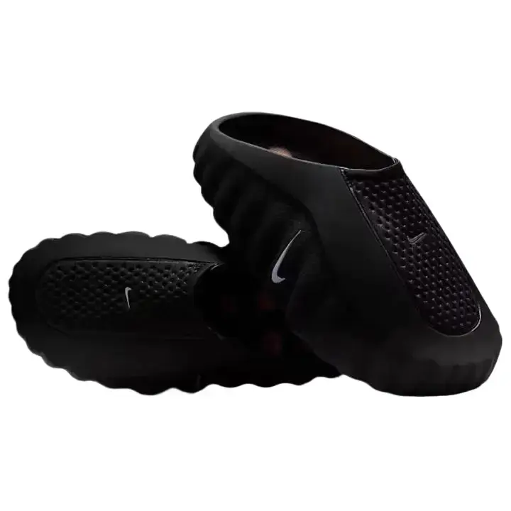 Solid Black Height Boost Shock Absorb Slides Orange Multi Point Raised Spherical Grip Outsole Breathable Water Repellent Integrated Molded Upper Long Run Lactic Acid Relief Pressure Cushion Mule Slides