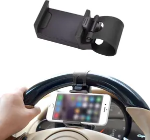 Revolutionary Adjustable Car Phone Holder - Universal Steering Wheel Mount for Safe Hands-Free Driving (Black)
