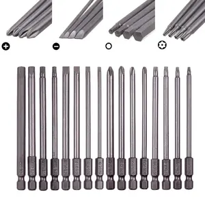 16 Pack 1/4 Inch Hex Shank Long Magnetic Screwdriver Bits Set 4 in Power Tools(Slotted+Cross+Hex+Plum blossom)
