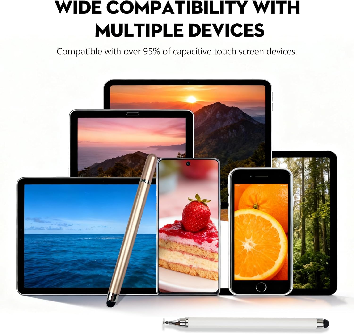 3-Pack Smooth Capacitive Stylus Pens, 2-in-1 Universal Smart Drawing Stylus with Precision Disc Tip for All Touchscreen Devices, Accessories Compatible with Android, iOS, Smartphone, Tablet - Ideal for Writing, Drawing