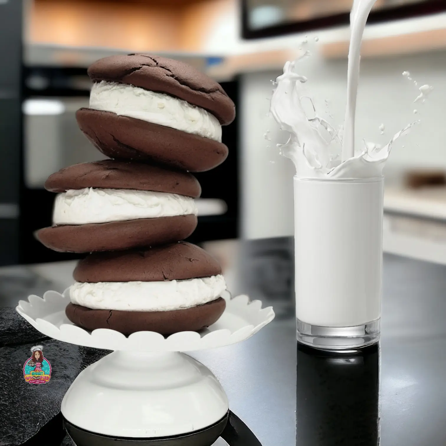 Chocolate Gourmet Maine Whoopie Pies by Smart Whoopies LLC. (Snack Cake) Dessert 12 pack- Vanilla Cream