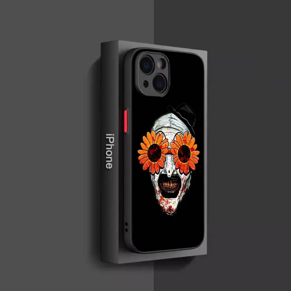 Horror Movie Terrifier Translucent Matte Casing for iPhone 17 Air, 16, 15, 14, 13, 12, 11 Pro Max Plus - Colorful Animal-Themed Smartphone, Cellphone Case, Handheld