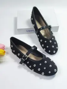 Women's Suede Mary Jane Flat Shoes, Casual Round Toe, Anti-Slip Rubber Sole, All-Season Daily Wear, Large Size, Comfortable & Stylish
