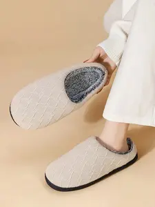 Women's Solid Color Warm Home Slippers, Head-Wrapped Slippers, Fall Winter Indoor Outdoor Wear, Casual Textile Eva Sole