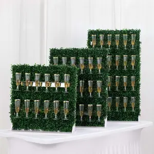 Set of 3 Champagne Wall Glass Holder 24", 33", 42" Green