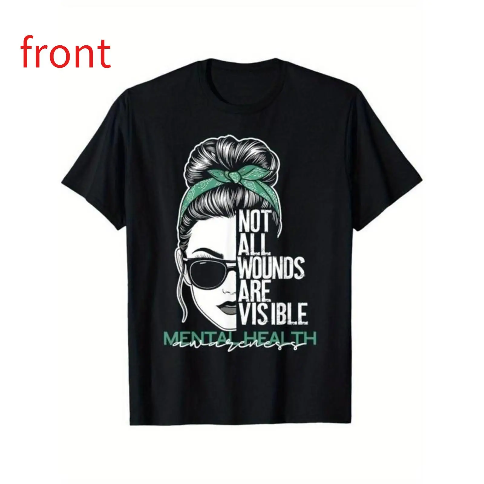 Fashion Designer TShirts Graphic Tees with Mental Health Awareness Tee - "Not All Wounds Are Visible" Graphic- Casual Fitted Crewneck Short Sleeve T-Shirt for Men & Women - All Seasons Wear - Machine Washable  Stylish Top Unisex