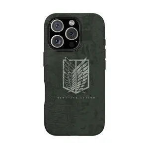 Attack on Titan Survey Corps Emblem Phone Case, Wings of Freedom HD Metal Plaque Cover for iPhone 15,14,13,12,11 Pro Max/Pro/Mini, Military Shockproof Anti-Drop Matte Cases
