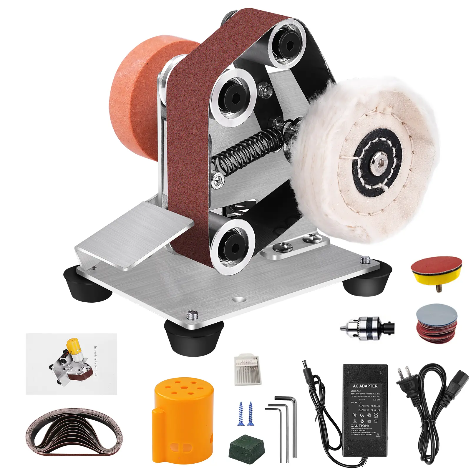 Mini Electric Belt Sander 7 Speed Adjustable Sanding Machine Polishing Grinding Power Tool US