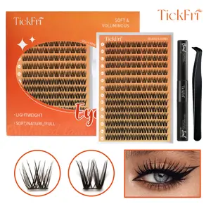 TickFri Eyelash Cluster Kit Multiple Lengths, Includes Bond & Seal  Eyelash Glue, Tweezers  Professional DIY Lash Extension Set