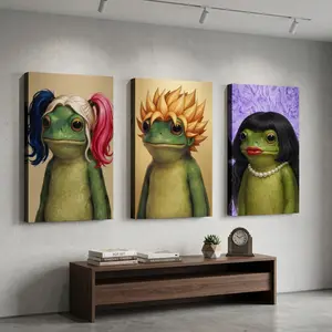Quirky Aesthetics & Hilarious Versatile Frog Portrait Canvas Poster - Whimsical Wall Decor for Bedroom, Living Room & Office - Trendy & Funny Creative Gift Idea: Harley Frog, tiktokshopspringglowup