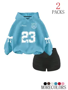 Women's Fall Winter Hooded Sweatshirt Set, Leopard Print Drawstring Pullover, Casual Fashion Pocket Design, 2 Piece