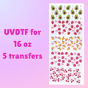 UVDTF transfers para vasos/cups 16oz- 5 transfers Decal Sticker Self Adhesive Sticker
