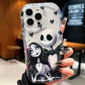 Halloween Ghost Bride Skull Shockproof Phone Case for iPhone 16 Pro Max, Soft Silicone Cover for iPhone 13, 12, XR, 11, 15 Pro Max, Couple Design