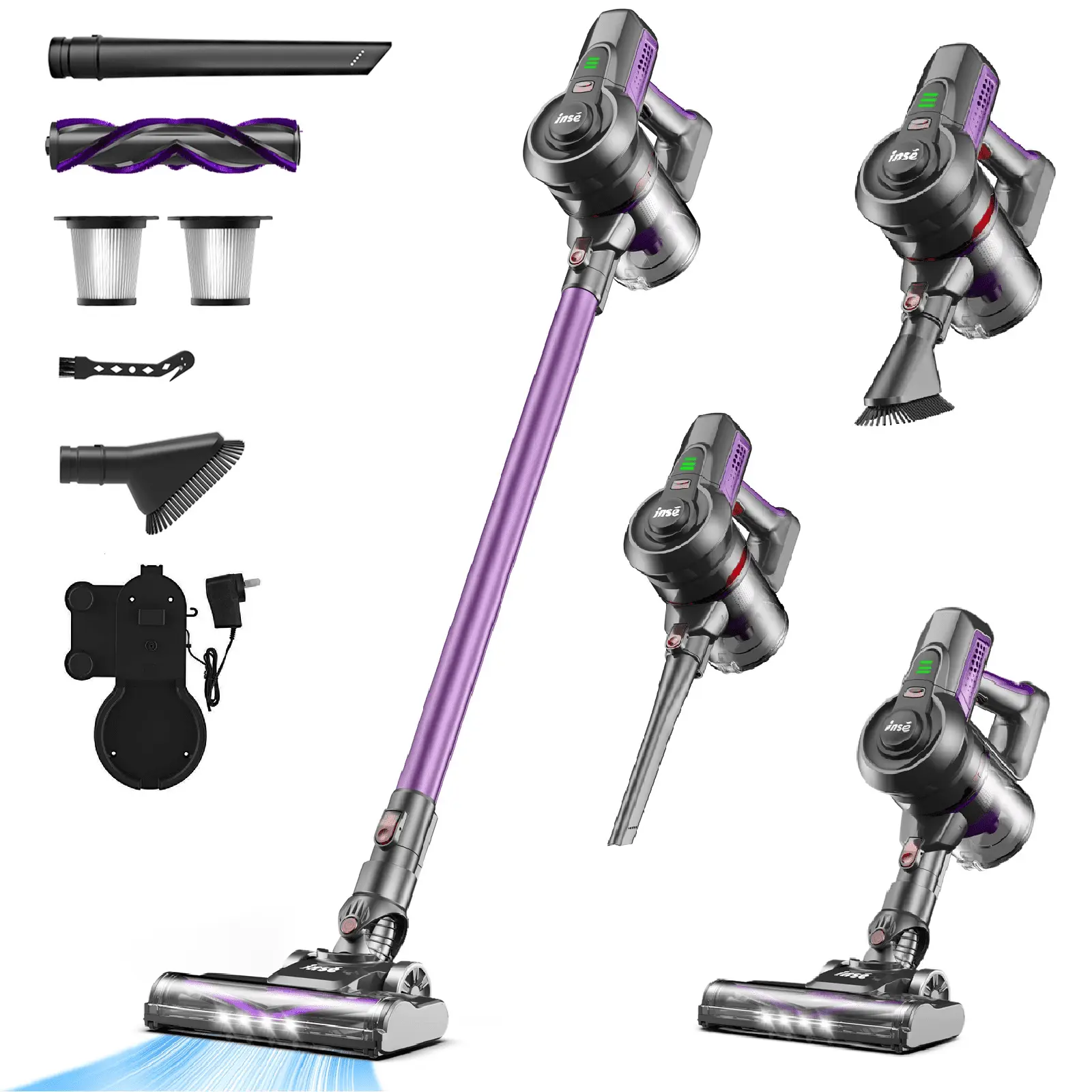 INSE Cordless Vacuum Cleaner 25000Pa 45min Lightweight Stick Vacuum for Home Pet Hair Carpet Floor