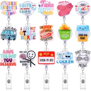 15 count Funny Nurse Badge Reel  NICU Retractable Badge Reels Cute Nurse Labor and Delivery Holders with Clip  for Christmas  RN  Doctors Teachers(Funny)