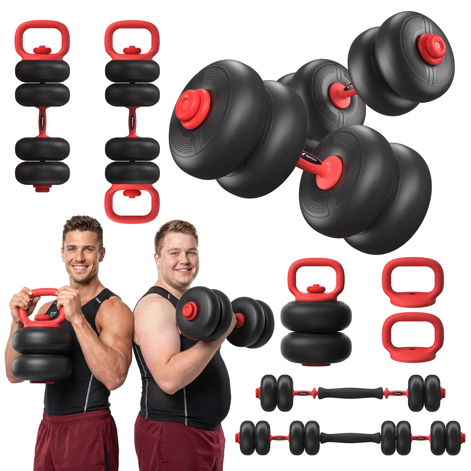 Merach 5-in-1 Dumbbell Set 4-45lbs Adjustable, Weight Dual Safety Locks and Skin-Safe Surface, Floor-Friendly Design for Home Gym Exercise Training