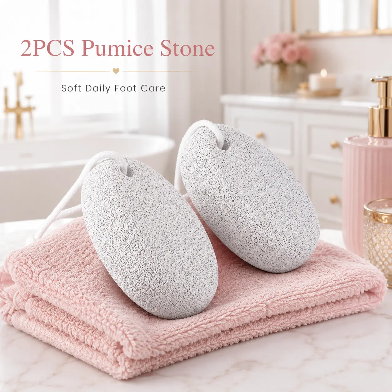Natural Foot Pumice Stone for Feet & Hands, Body Care, Exfoliate, Daily, Nail Care, Gentle, Set, Smooth, Manicure