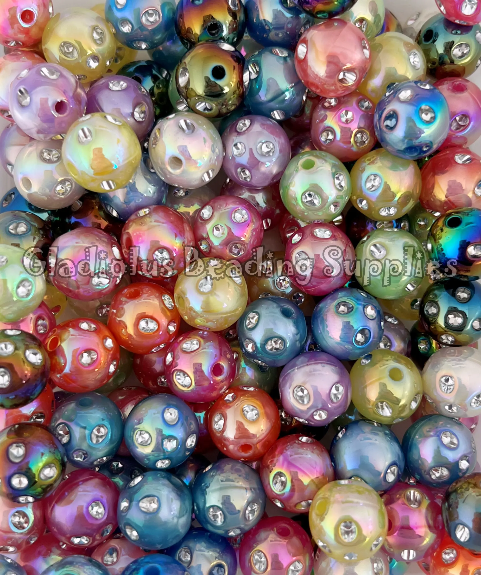 16mm Bling Bling Mixed Beads for Chunky Necklaces, Beaded Pens, and Crafts
