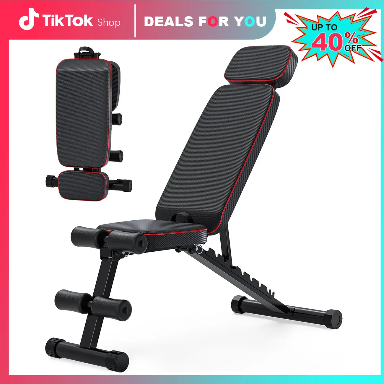 Foldable Weight Bench, 800lbs Weight Capacity, Banco Para Hacer Ejercicio Adjustable Workout Bench Incline Decline Bench Press for Home Gym Full Body