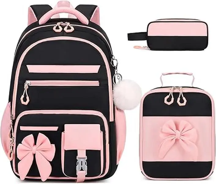 SIMILOVE 5-Piece Girls Backpack Set with Insulated Lunch Box, 14oz Water Bottle & Pencil Case, Cute Waterproof School Bag for Elementary Back to School, Back To School Shopping, Backpacks For Kids, Pencil Pouch