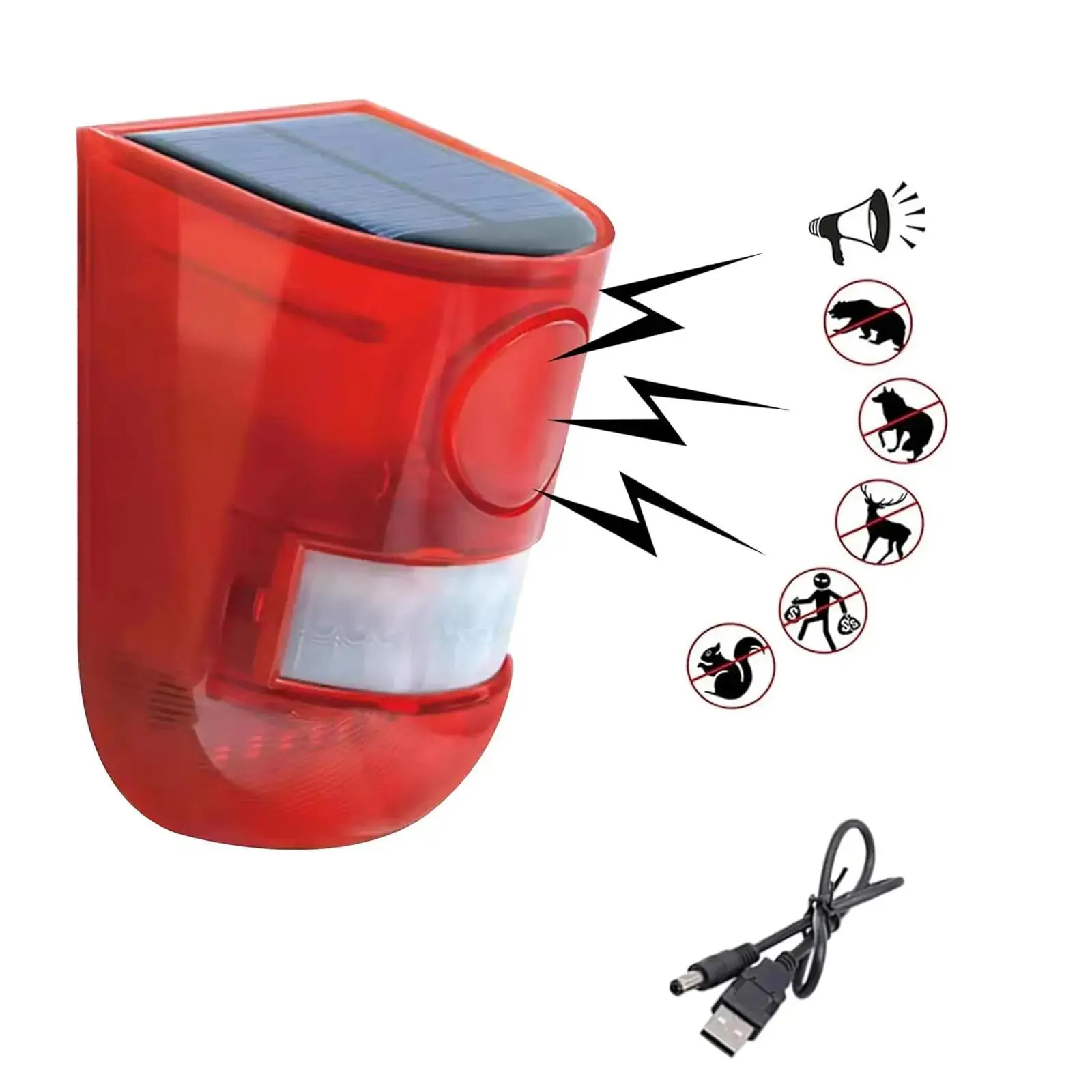 129dB Solar Powered Sound Alarm Motion Sensor ,Solar Motion Sensor Alarm System ,With 6 LED Flash Modes, IP55 High Quality -Wireless No-Wiring Installation for Farms, Driveways, Outdoor Use, Chicken Coops