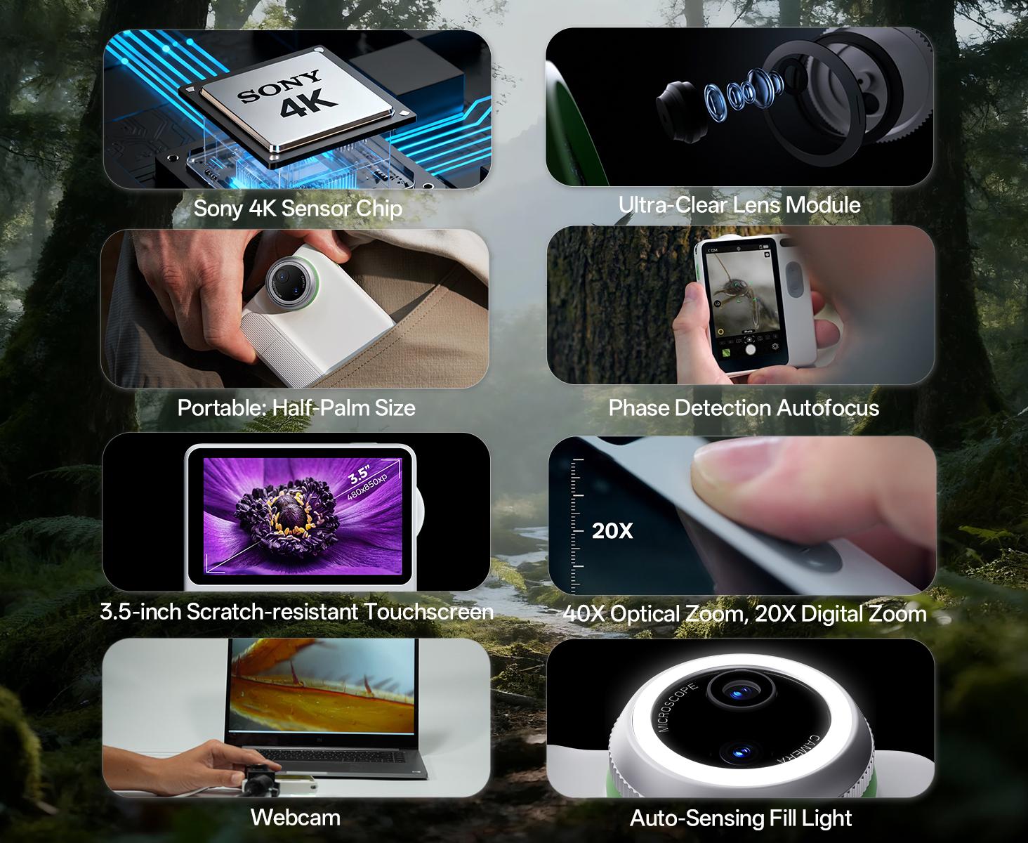 MicroCam X1 Mini Microscope Camera 400X – See Skin, Bugs & Hidden Details in 4K | Pocket Digital Microscope