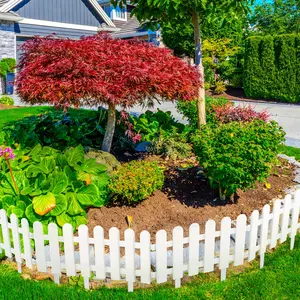 24pcs Gardening Fence, White Plastic Decorative Fence, Anti-Digging for Cats and Dogs, for Patio Garden Outdoor Patio Corridor