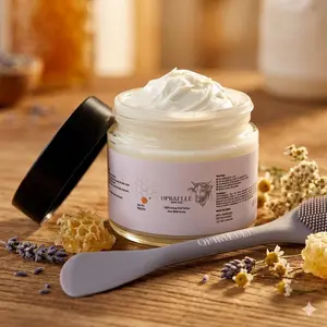 Opraelle Organic Whipped Grass-Fed Beef Tallow & Raw Honey Balm - 4oz All-Natural Handmade Body Care, Hydrating Nourishing Cream with Applicator for Dry Sensitive Normal Skin (Beef Tallow for Skin)