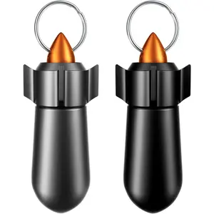 2 Packs Pill Keychain, Pill Case, Waterproof Pill Holder, Portable Pill Container, Aluminum Alloy, Single Chamber, Small Pocket Pill Box for Purse, Backpack, Medicine Bottle EDC for Outdoor Travel