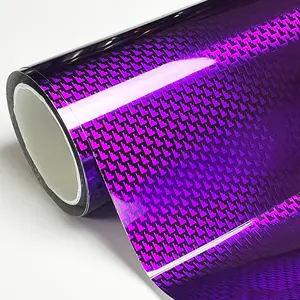Ultra Glossy PET Ghost Purple Carbon Fiber Chrome Metallic Aircraft Pattern Vinyl Wrap Film Car Sticker Decal With Air Release Self Adhesive Universal Car Sticker