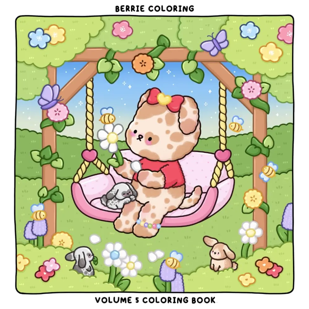 Berrie Coloring Volume 5: Cute and Coloring Book for Adults & Kids Featuring Easy to Color Animal Illustrations and Adorable Scenes